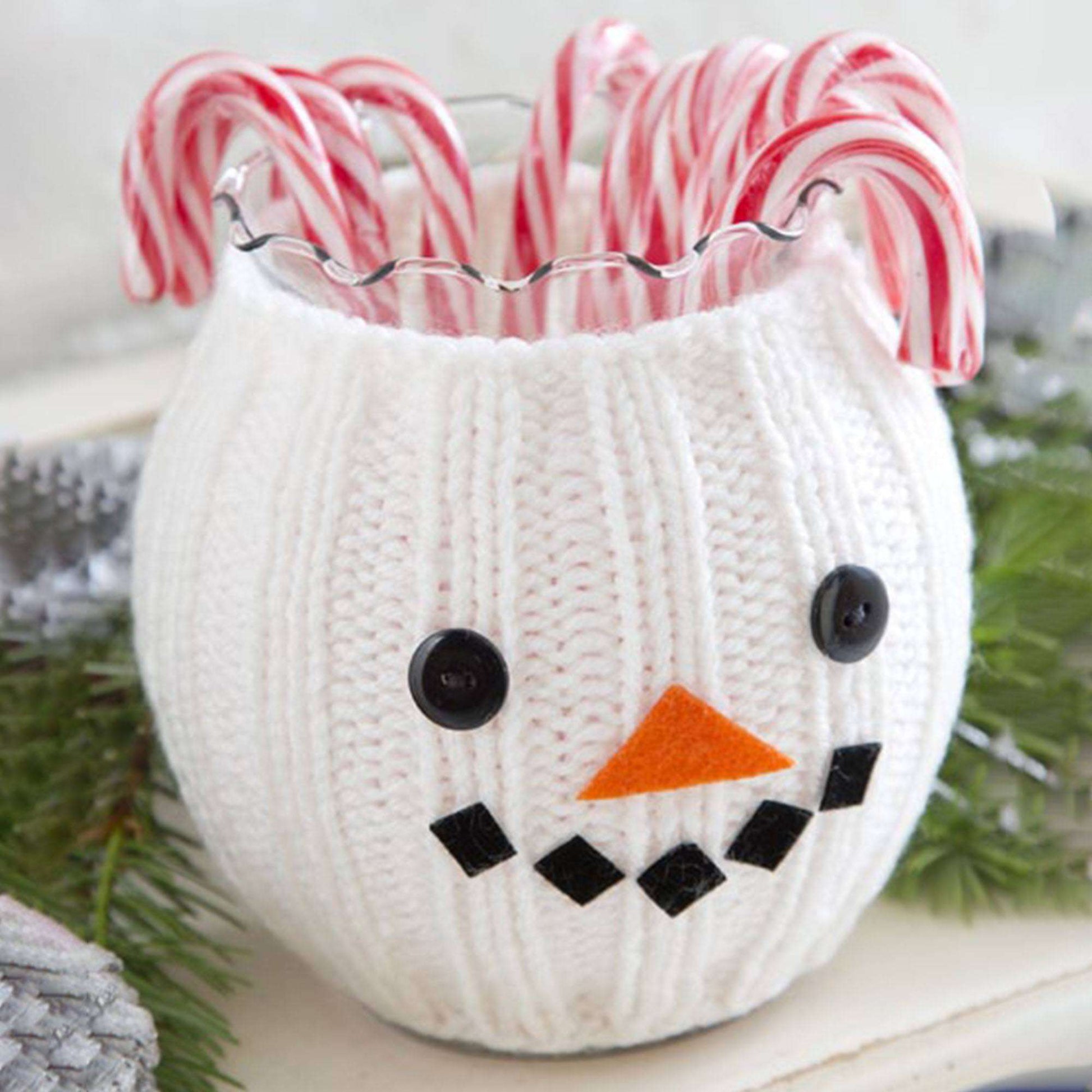 Free Red Heart Snowman Jar Cozy Knit Pattern