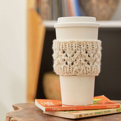 Red Heart Lacy Knit Cup Cozy Knit Cozy made in Red Heart Super Saver Yarn