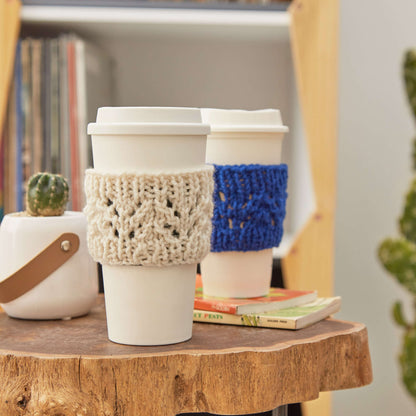 Red Heart Lacy Knit Cup Cozy Knit Cozy made in Red Heart Super Saver Yarn