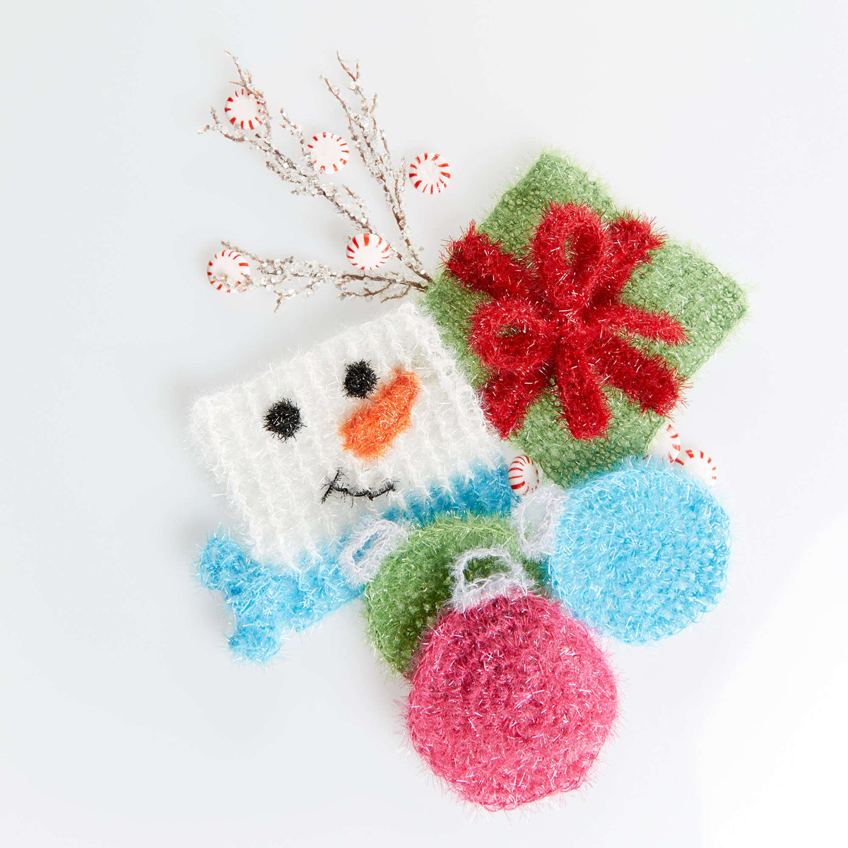 Knit Dishcloth made in Red Heart Scrubby Sparkle Yarn