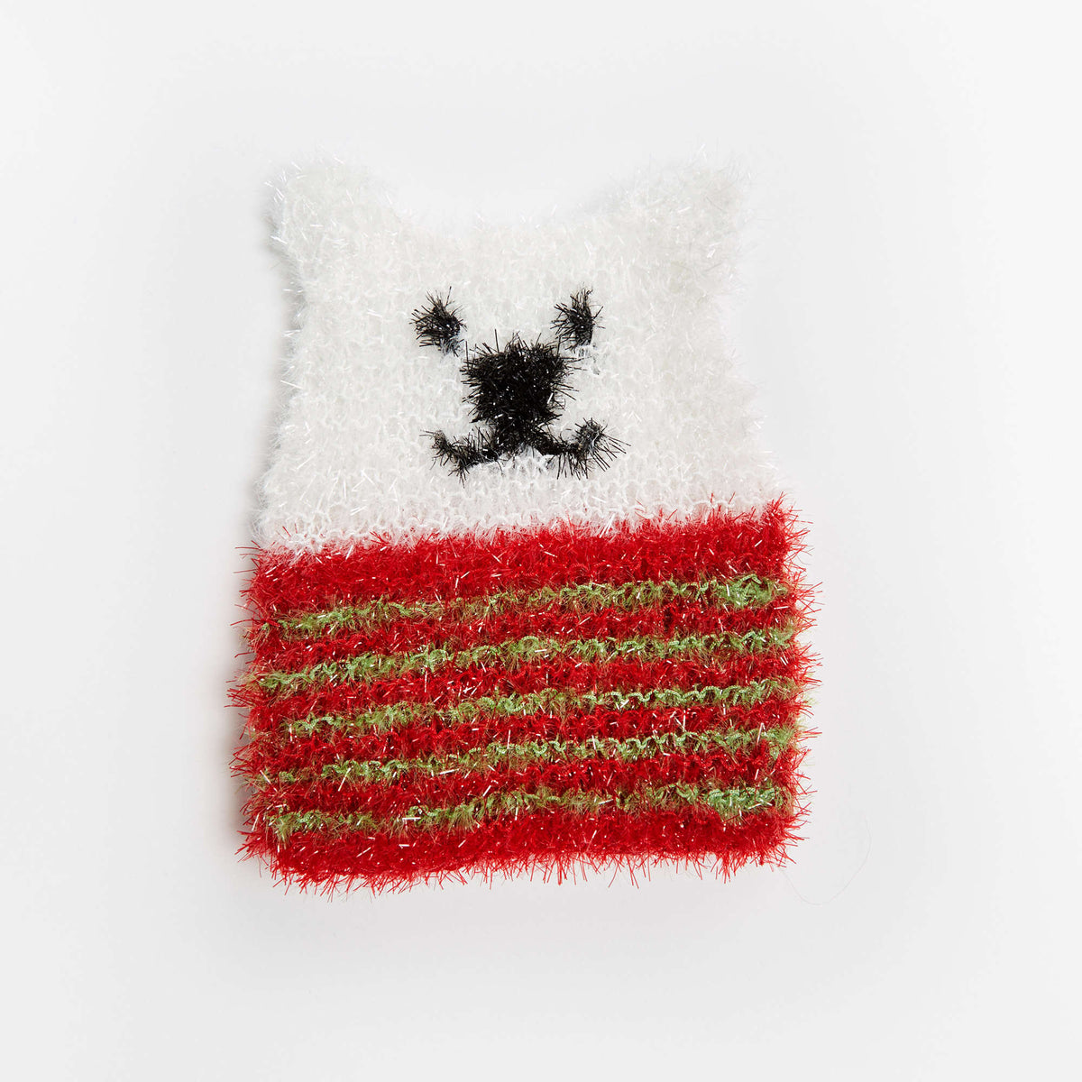 Knit Scrubby Mitt made in Red Heart Scrubby Sparkle Yarn