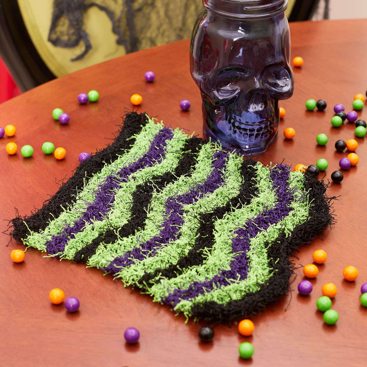 Knit Dishcloth made in Red Heart Scrubby Yarn