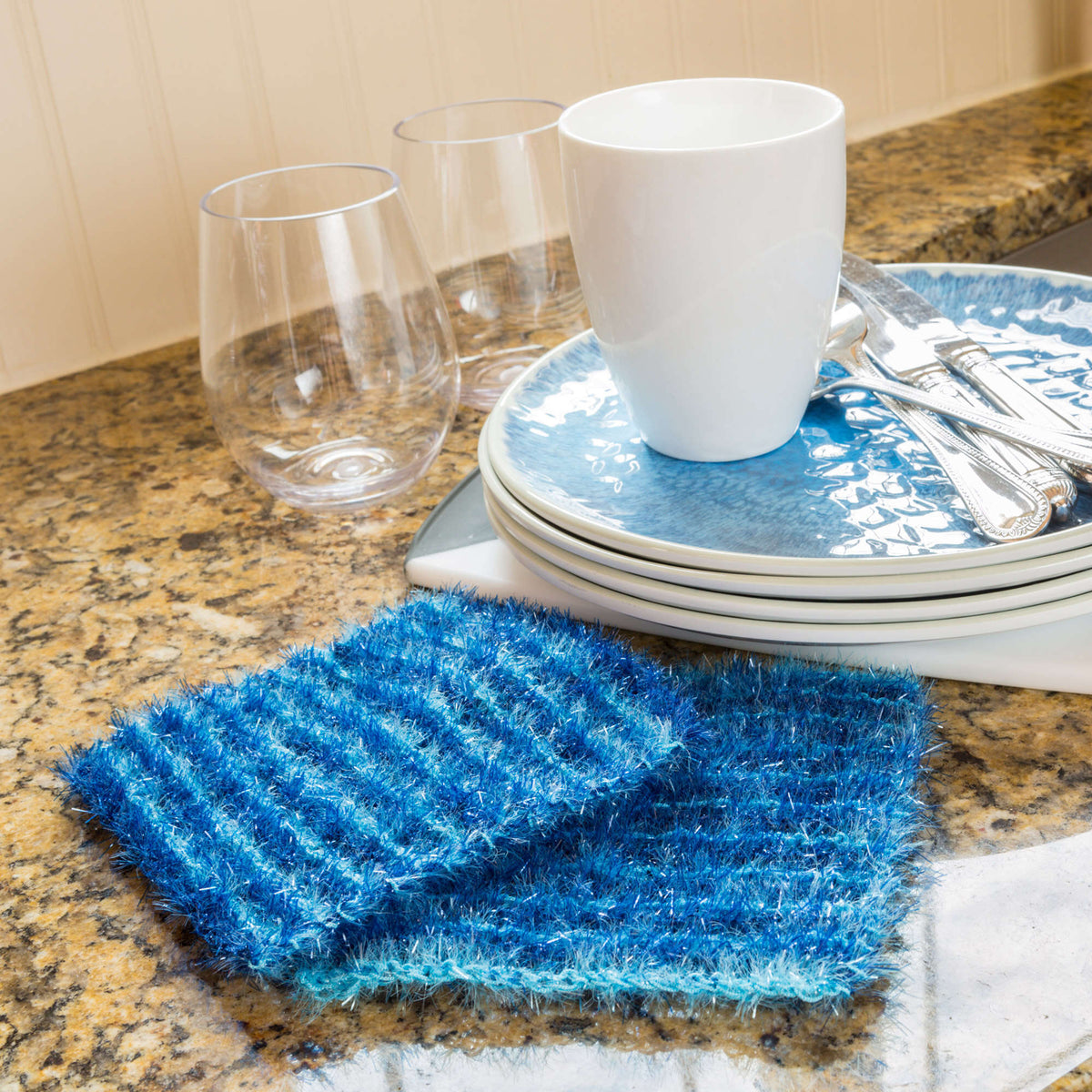 Knit Scrubby made in Red Heart Scrubby Sparkle Yarn