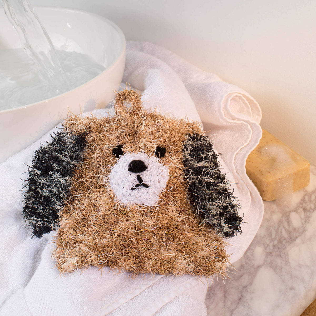 Knit Dishcloth made in Red Heart Scrubby Yarn