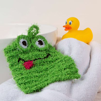 Red Heart Knit Froggy Scrubby Knit Dishcloth made in Red Heart Scrubby Yarn