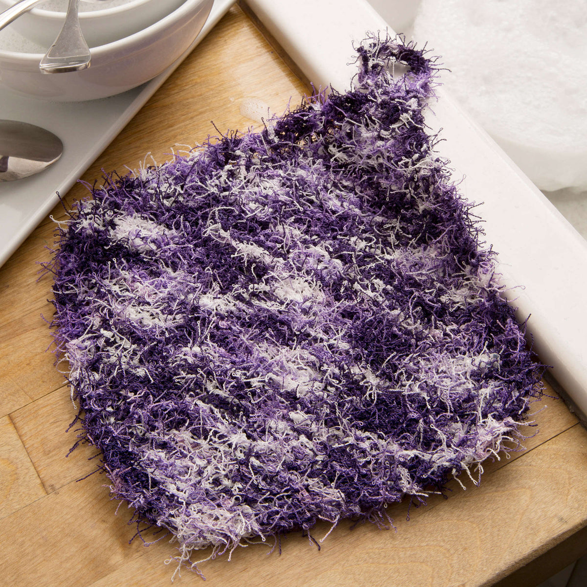 Knit Dishcloth made in Red Heart Scrubby Yarn