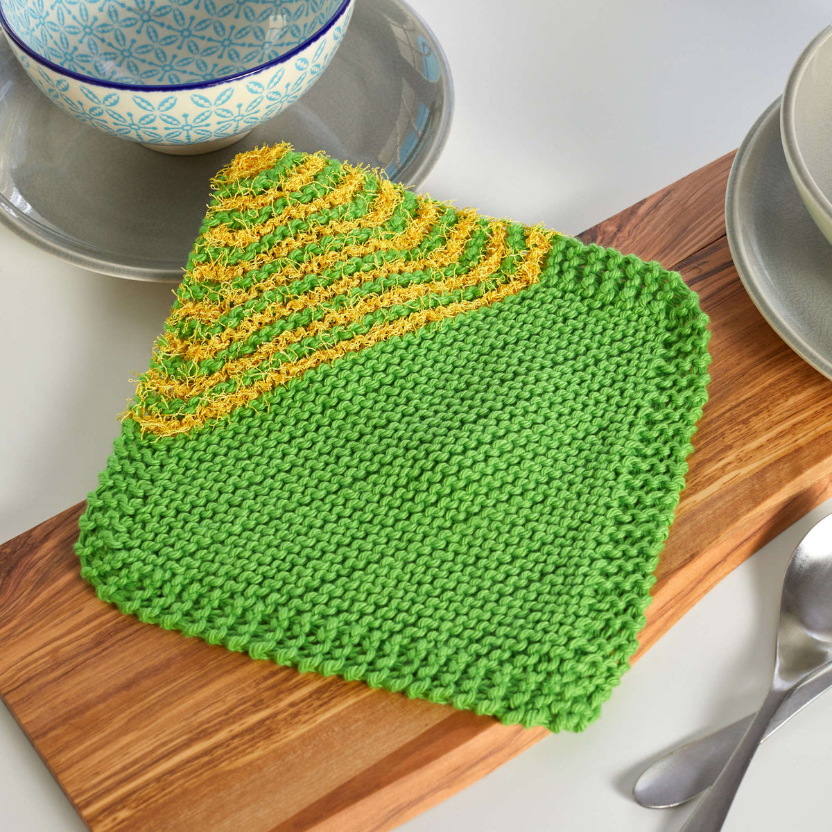 Knit Dishcloth made in Red Heart Scrubby Smoothie Yarn