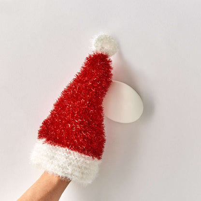 Red Heart Knit Santa Hat Scrubby Mitt Knit Scrubby Mitt made in Red Heart Scrubby Sparkle Yarn