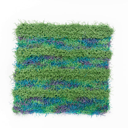 Red Heart Striped Knit Scrubby Dishcloth Knit Dishcloth made in Red Heart Scrubby Yarn