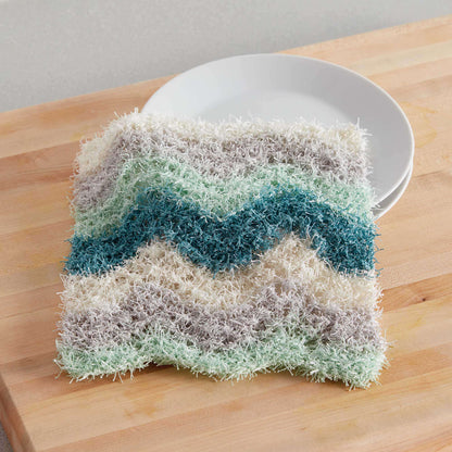 Red Heart Feather and Fan Waves Knit Dishcloth Single Size