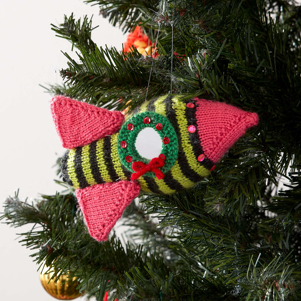 Knit Spaceship made in Red Heart Yarn