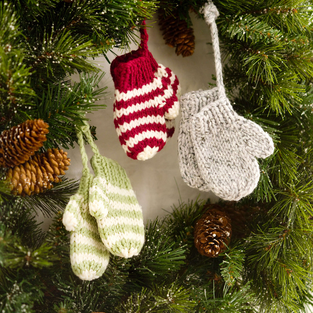 Knit Ornaments made in Red Heart Fiesta Yarn