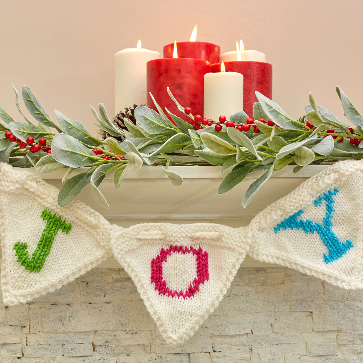 Knit Banner made in Red Heart Super Saver Yarn