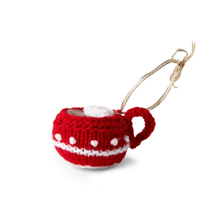 Red Heart Knit Cup Of Cocoa Ornament Knit Ornament made in Red Heart Super Saver Yarn