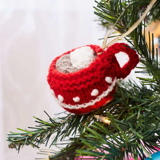 Red Knit Heart Cup Of Cocoa Ornament