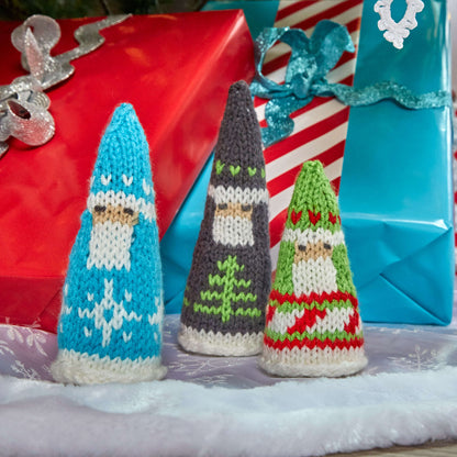 Red Heart Knit Fair Isle Santas Knit Santas made in Red Heart Super Saver Yarn