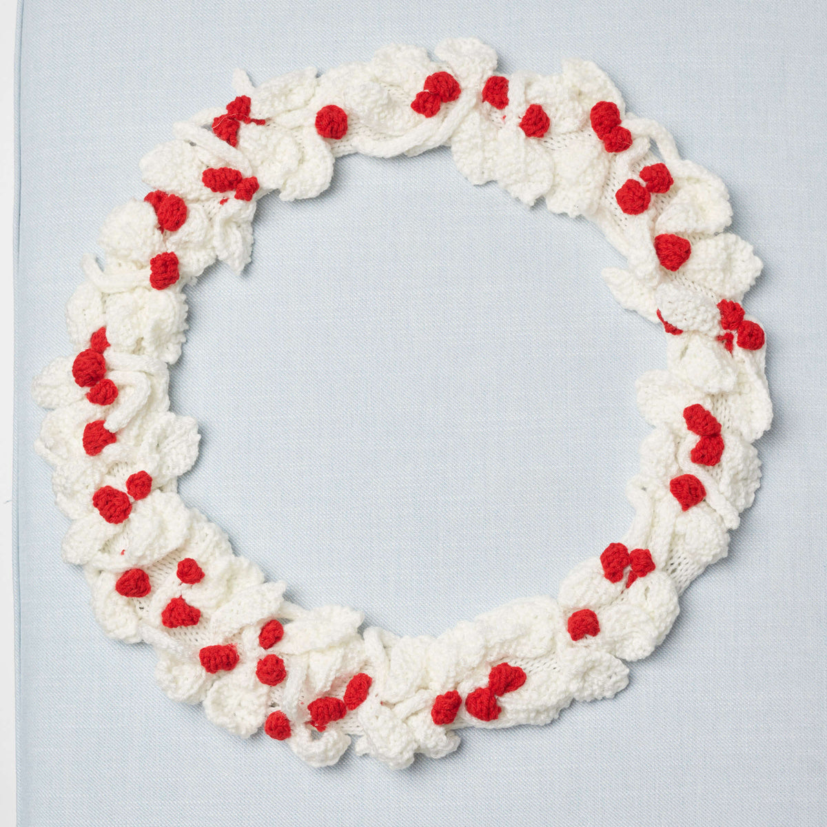 Knit Wreath made in Red Heart Super Saver Yarn