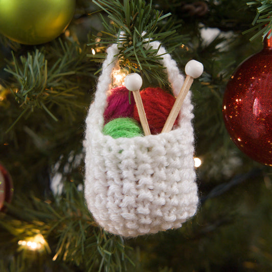 Red Heart Knit Basket Of Yarn Ornament Pattern Tutorial Image