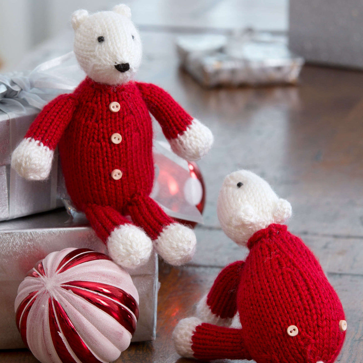 Knit Ornaments made in Red Heart Soft Yarn