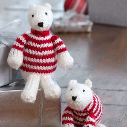 Red Heart Knit Polar Bear Ornaments Knit Ornaments made in Red Heart Soft Yarn