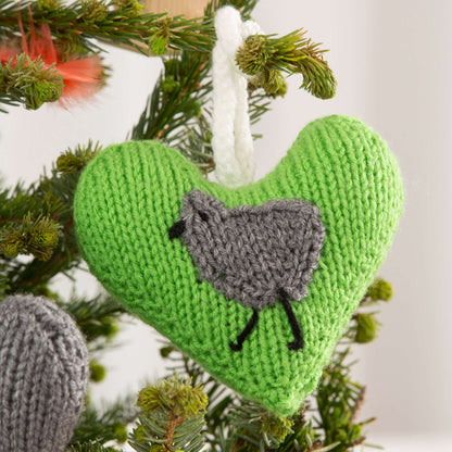 Red Heart Knit Holiday Heart Ornaments Knit Ornaments made in Red Heart Super Saver Yarn