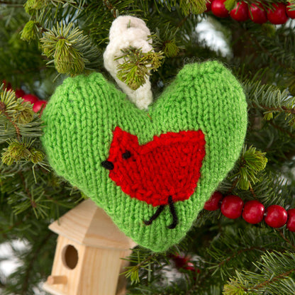 Red Heart Knit Holiday Heart Ornaments Knit Ornaments made in Red Heart Super Saver Yarn