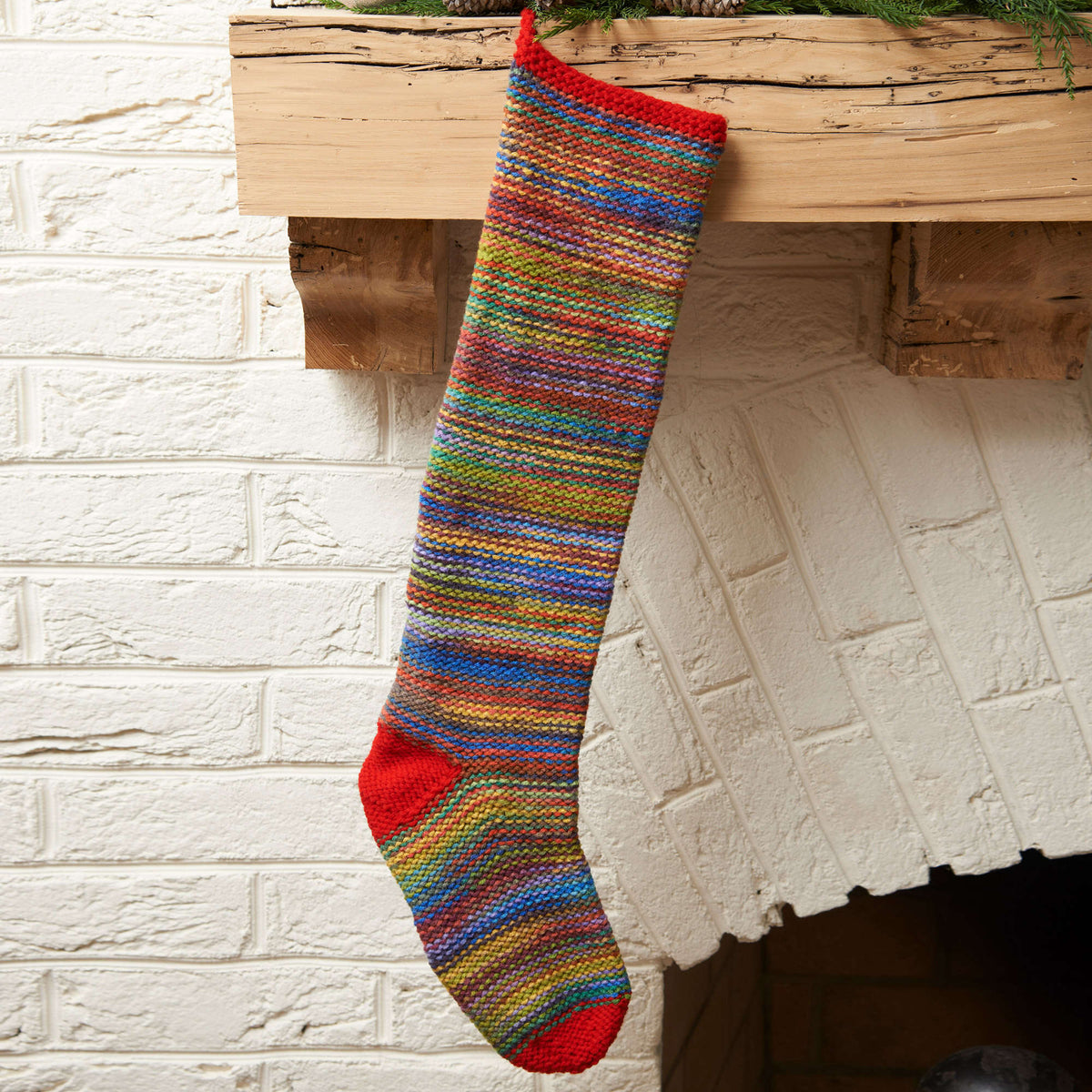 Knit Stocking made in Red Heart Super Saver Yarn
