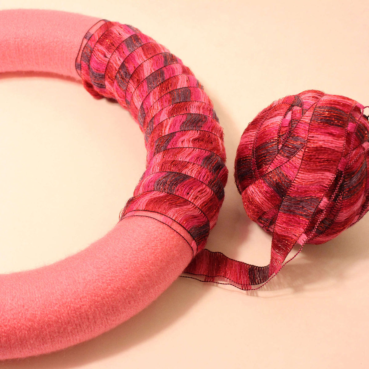 Knit Wreath made in Red Heart Boutique Yarn