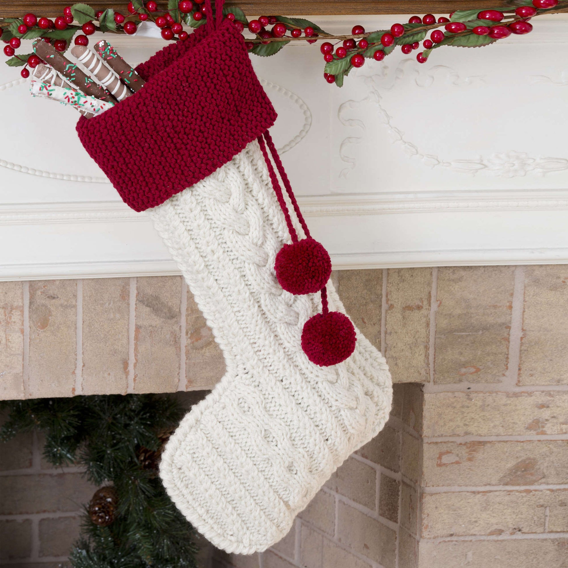 Free Red Heart Knit Cable Stocking Pattern