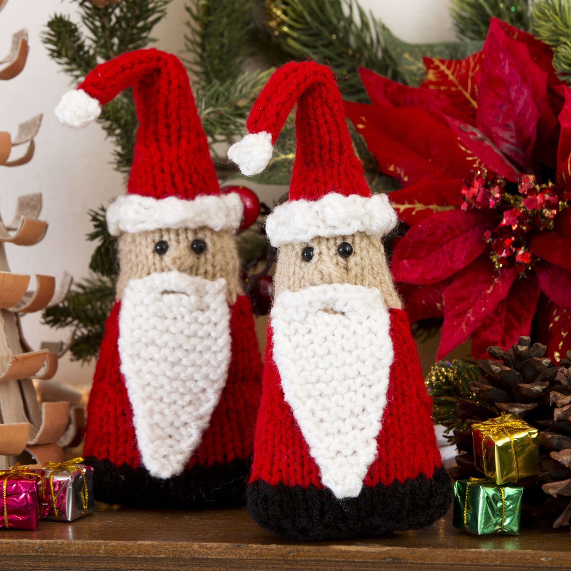Free Red Heart Knit Santa Gnome Ornaments Pattern