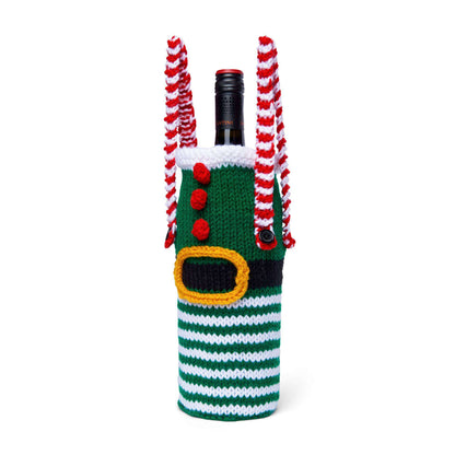 Red Heart Knit Jolly Wine Bottle Cover Single Size