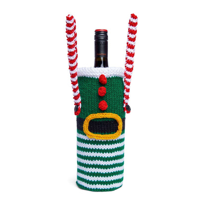 Red Heart Knit Jolly Wine Bottle Cover Single Size