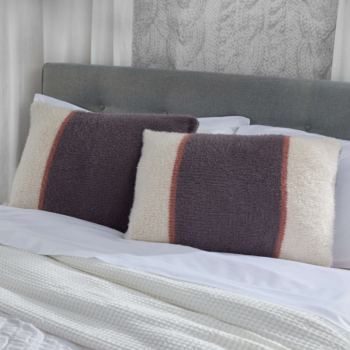 Knit Pillow made in Red Heart Hygge Yarn