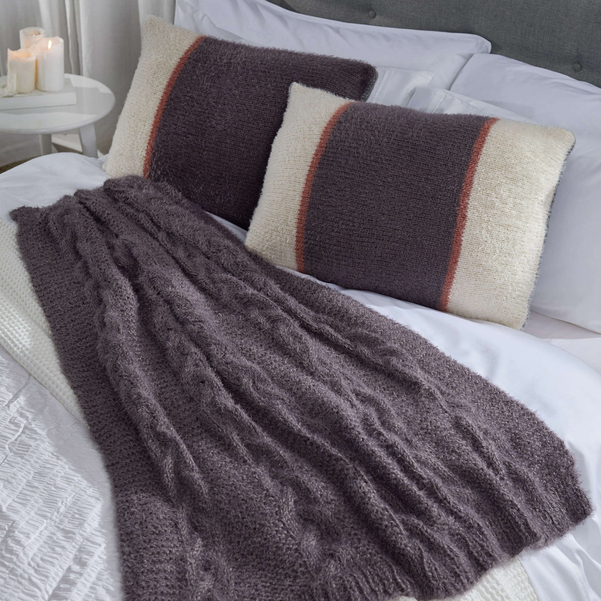 Knit Pillow made in Red Heart Hygge Yarn