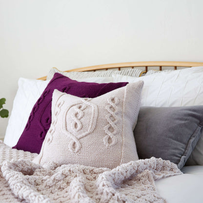 Red Heart Hygge Chic Knit Pillow Knit Pillow made in Red Heart Chic Sheep Yarn