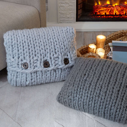 Red Heart Inviting Knit Pillows Knit Pillow made in Red Heart Irresistible Yarn