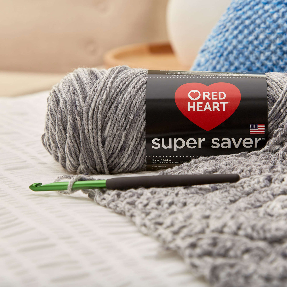 Knit Pillow made in Red Heart Super Saver Yarn