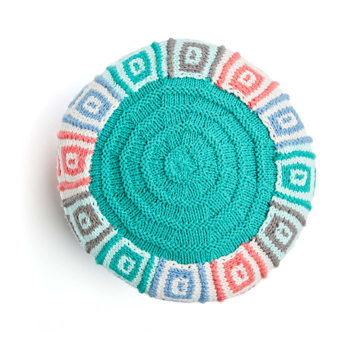 Knit Pouf made in Red Heart With Love Yarn