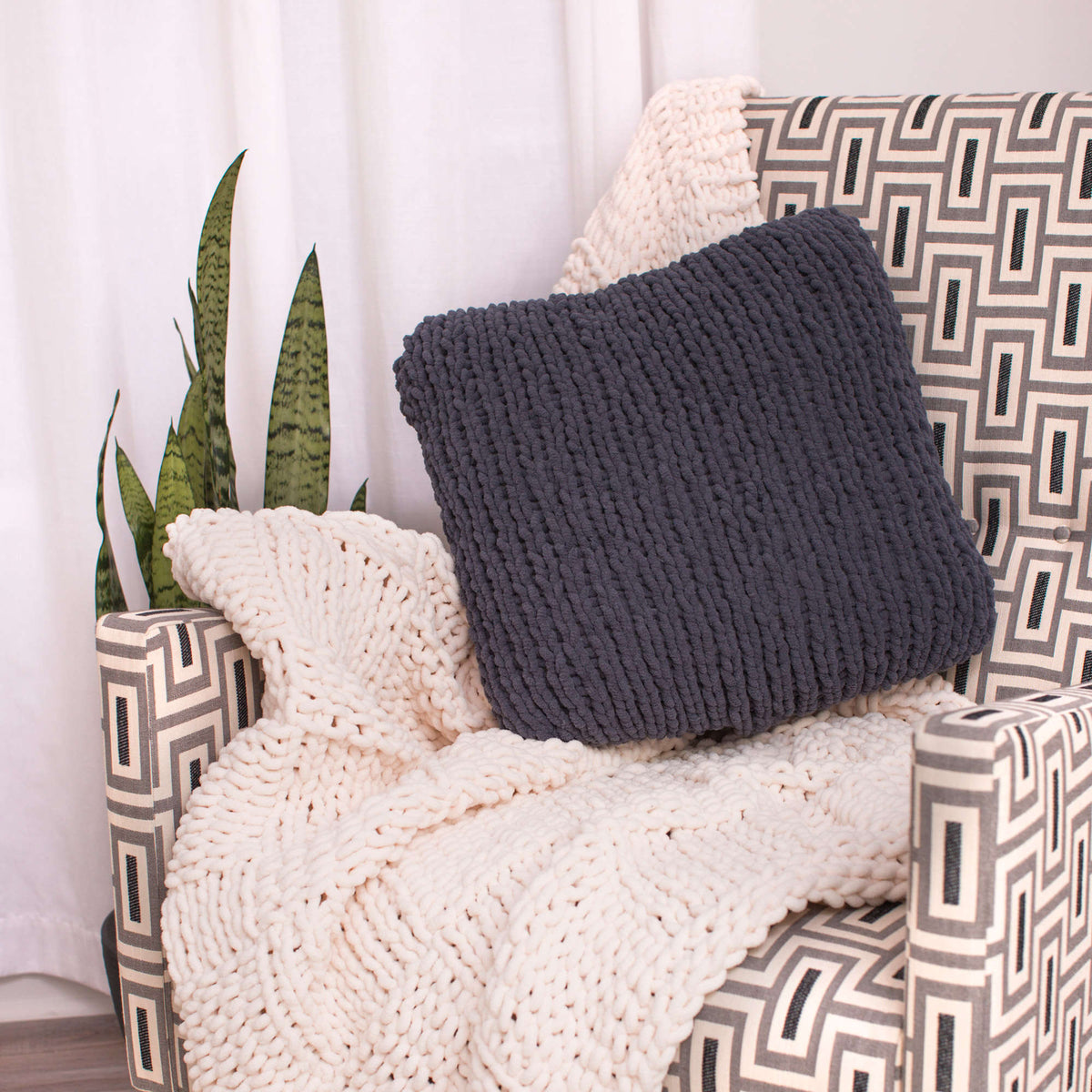 Knit Pillow made in Red Heart Sweet Yarn