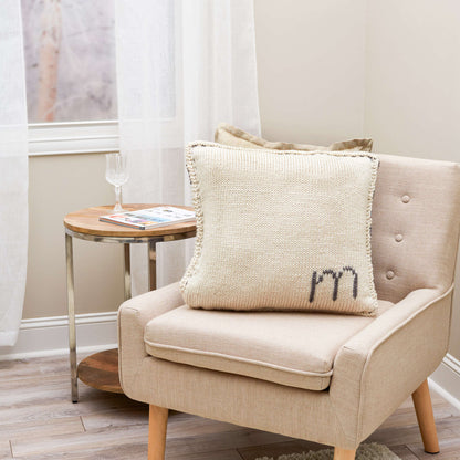 Red Heart Knit Initially Yours Pillow Knit Pillow made in Red Heart Chunky Soft Yarn