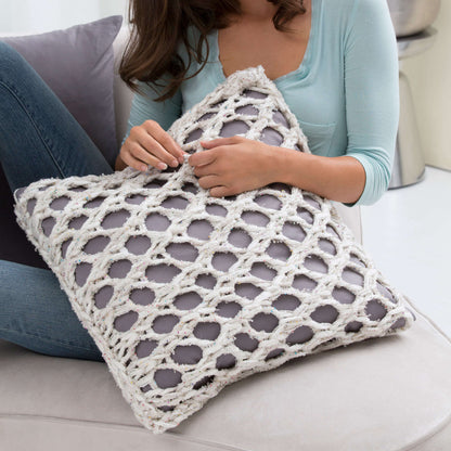 Red Heart Knit Mesh Pillow Cover Knit Pillow Cover made in Red Heart Boutique Yarn