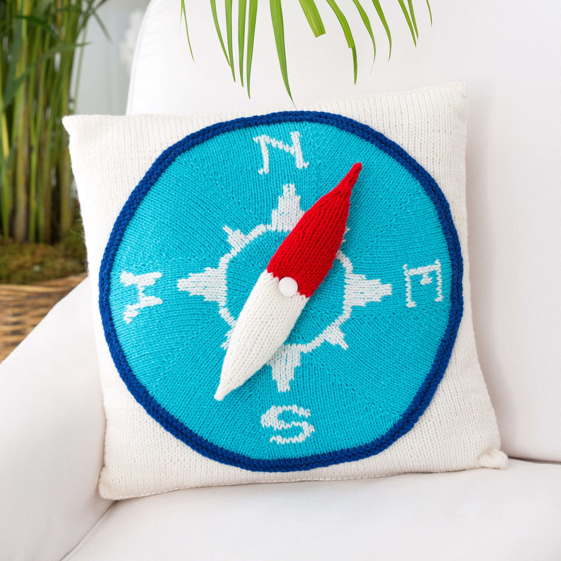 Free Red Heart Knit Compass Pillow Pattern
