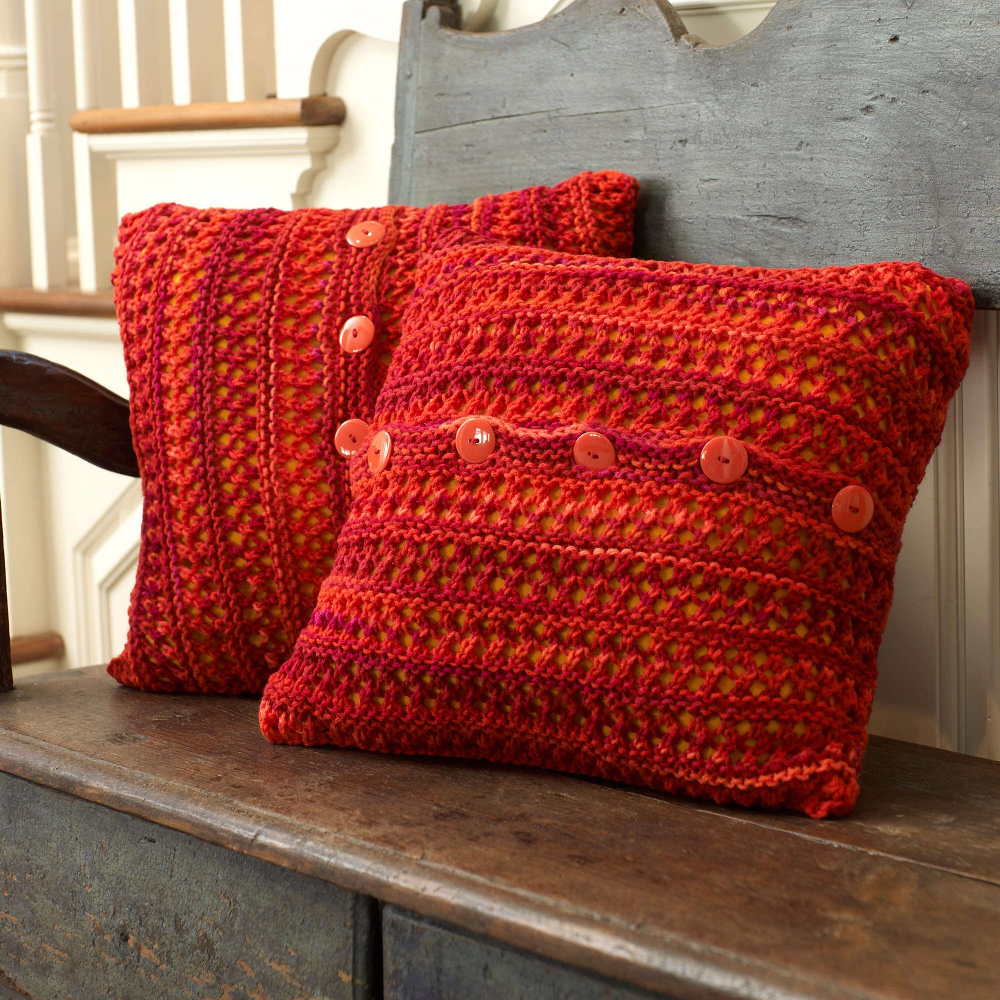 Free Red Heart Knit Button Up Chair Pillow Pattern
