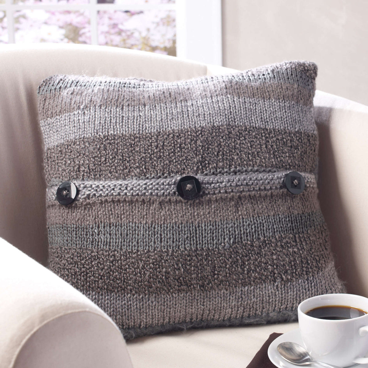 Knit Pillow made in Red Heart Boutique Yarn