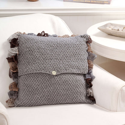 Red Heart Knit Ruffle Pillow Knit Pillow made in Red Heart Soft Yarn