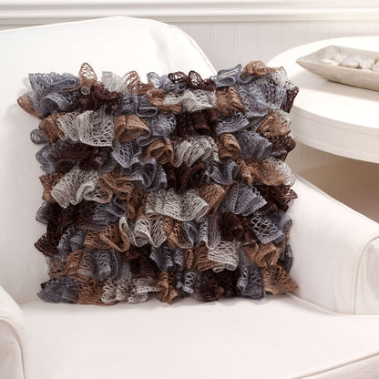 Red Heart Knit Ruffle Pillow Knit Pillow made in Red Heart Soft Yarn