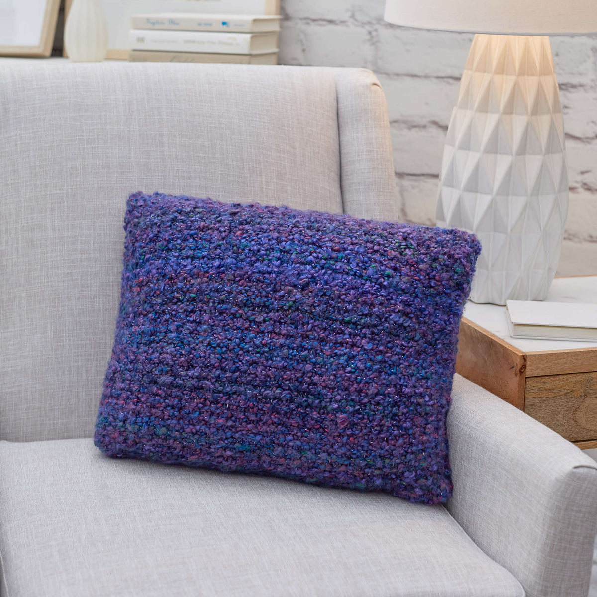 Knit Pillow made in Red Heart Stellar Yarn