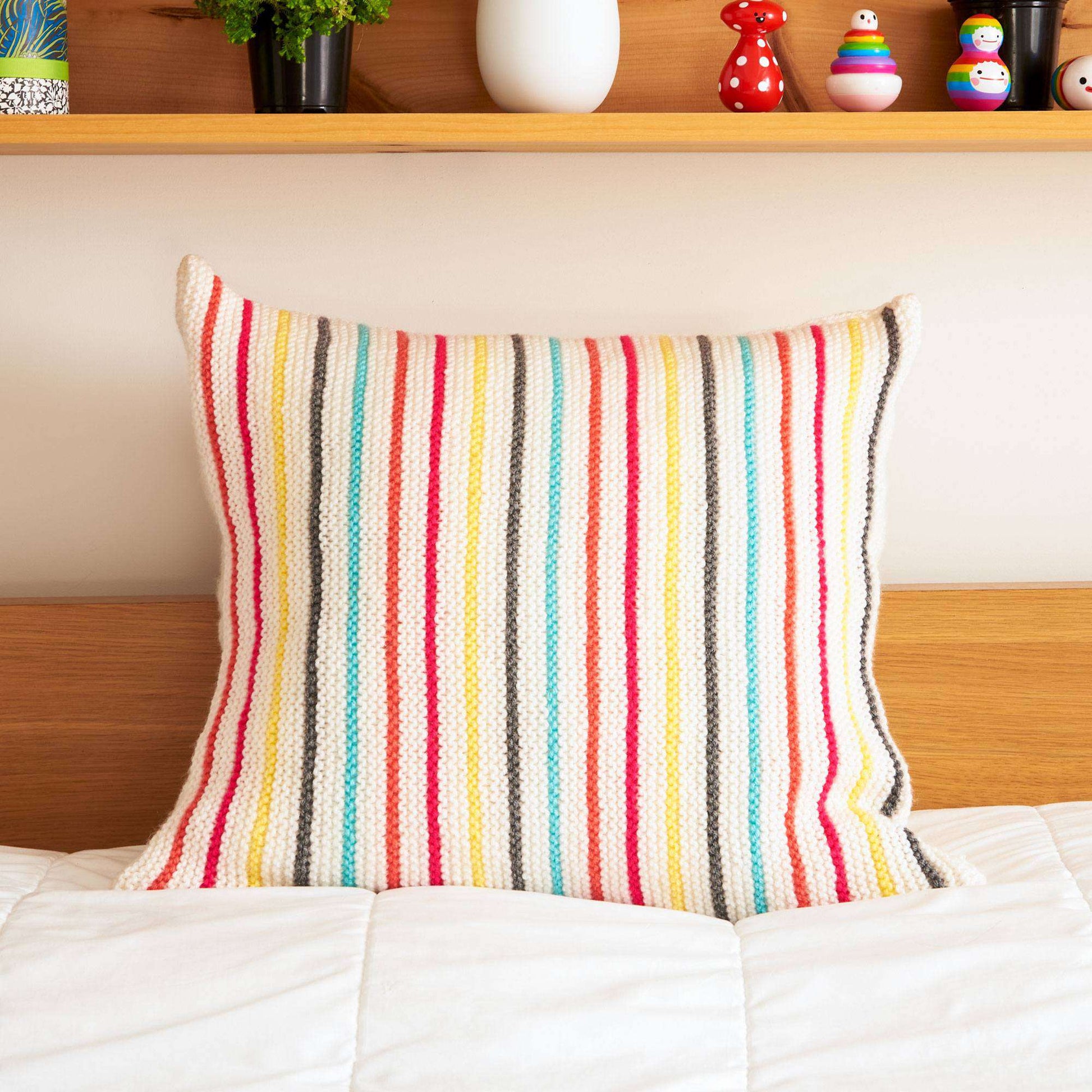 Free Red Heart Garter Stripe Knit Pillow Pattern
