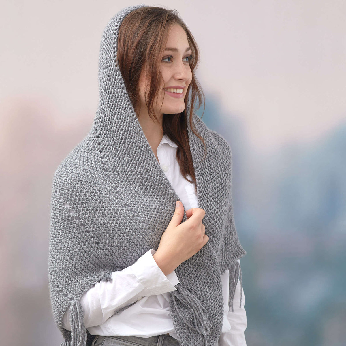 Knit Shawl made in Red Heart Soft Yarn