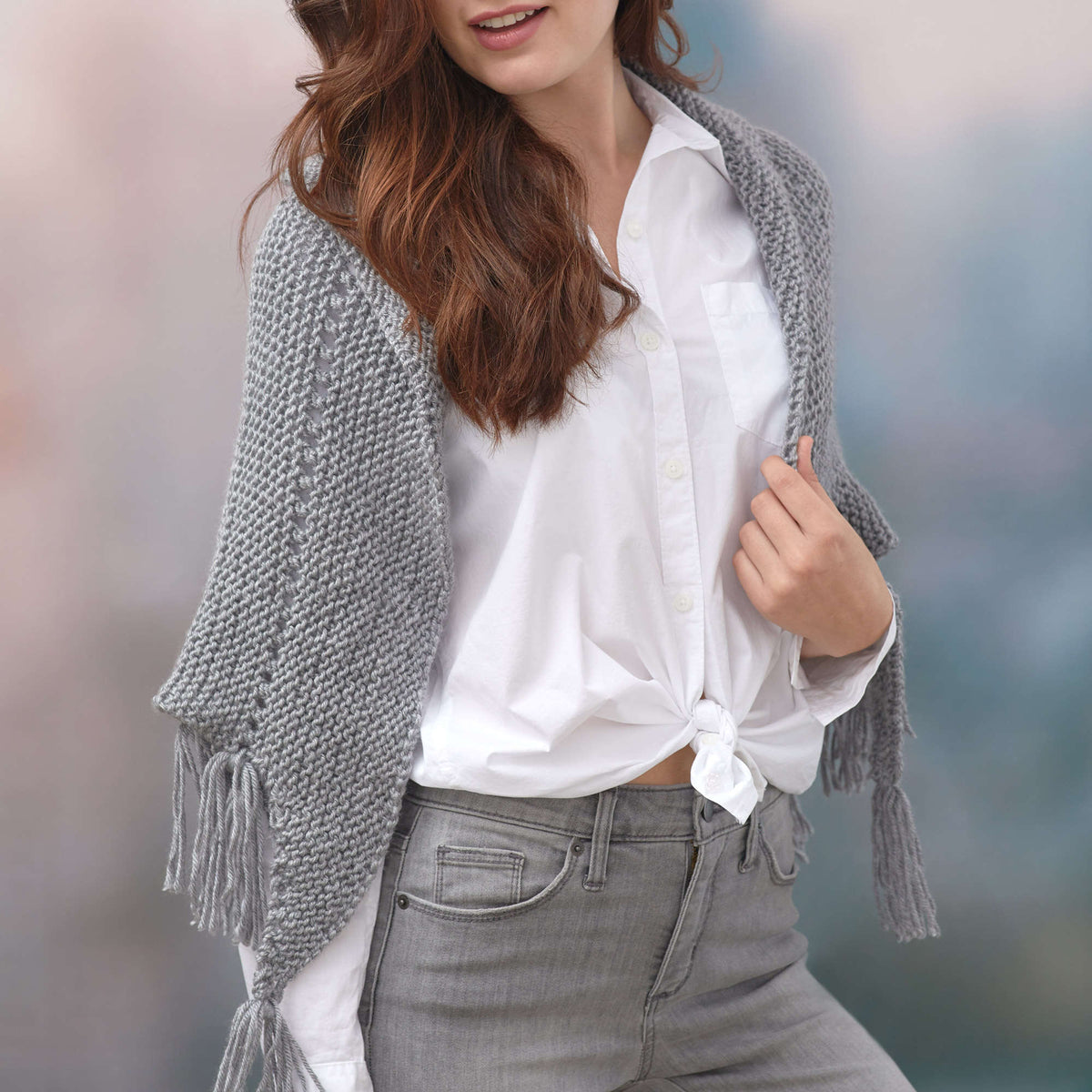 Knit Shawl made in Red Heart Soft Yarn